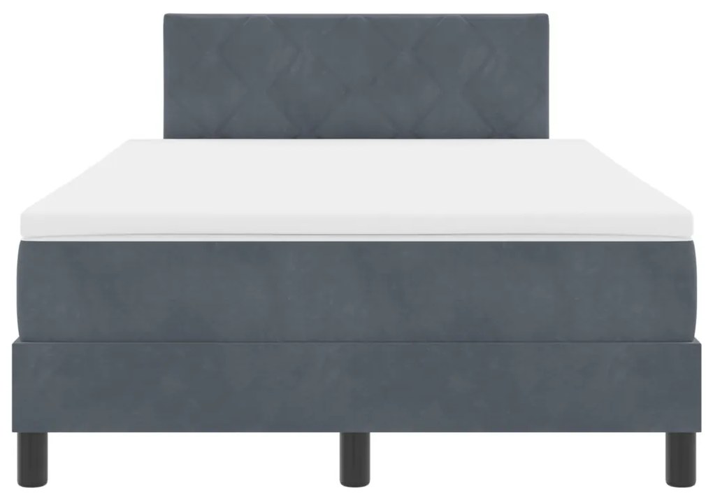 Boxspring Ágy Matrac+LED Sötétszürke 120x200 cm Bársony