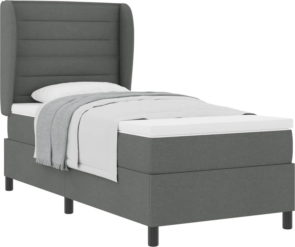 vidaXL Boxrugós ágy matracmal Sötétszürke 80 x 200 cm szövet