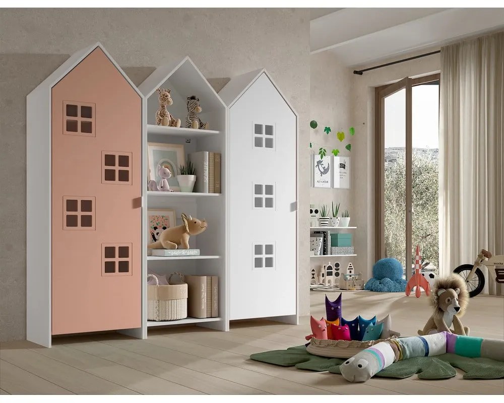 Fehér-rózsaszín nyitott gyerek ruhásszekrény 173x171,5 cm CASAMI BRUGES – Vipack