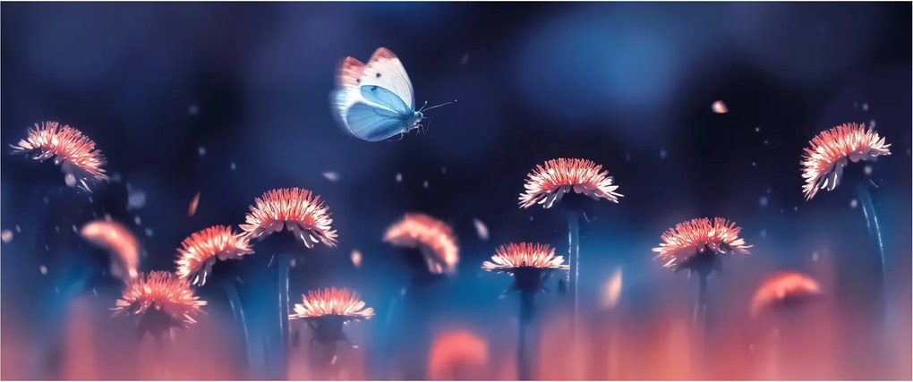 Pitypang képe kék pillangóval (120x50 cm)