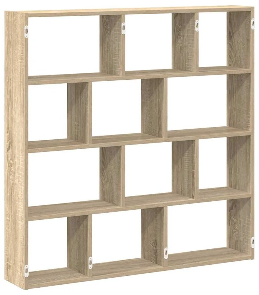 sonoma tölgyszínű szerelt fa fali kockapolc 12 rekeszes színű