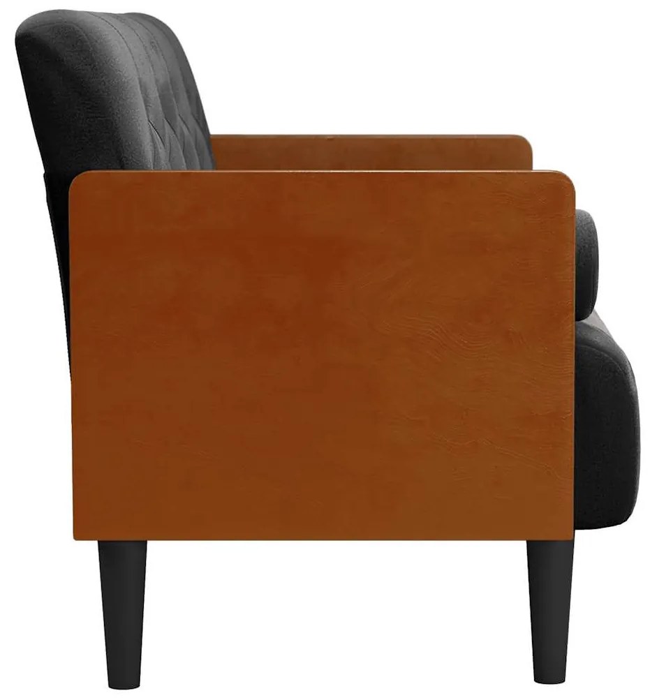 fekete bársony loveseat kanapé párnákkal 110 cm