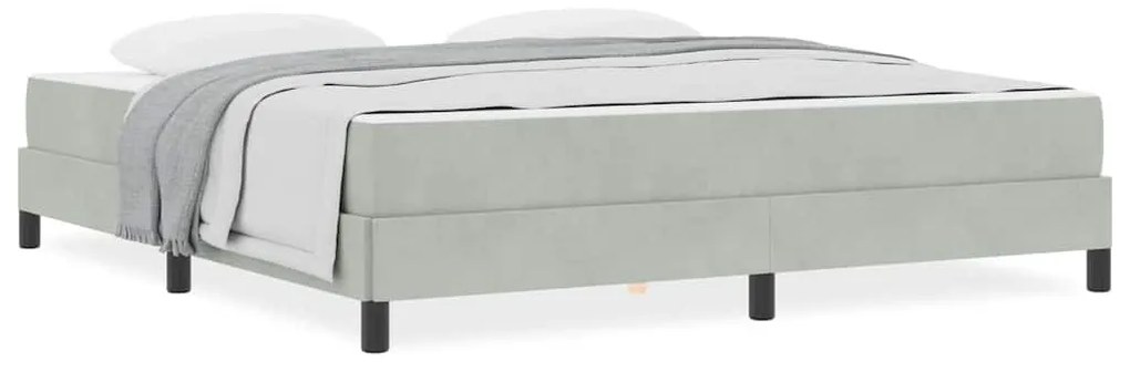 Boxspring ágy matraccal Világosszürke 180 x 200 cm Bársony