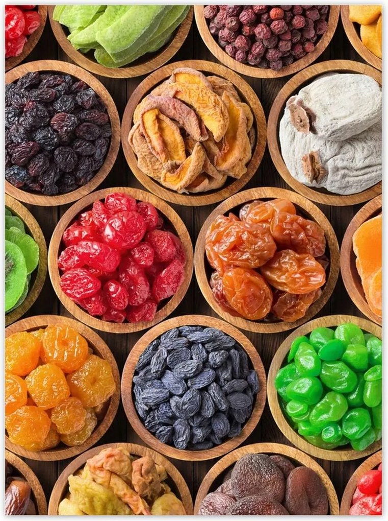 Poszterek 100x135 Aszalt gyümölcsök tálakban