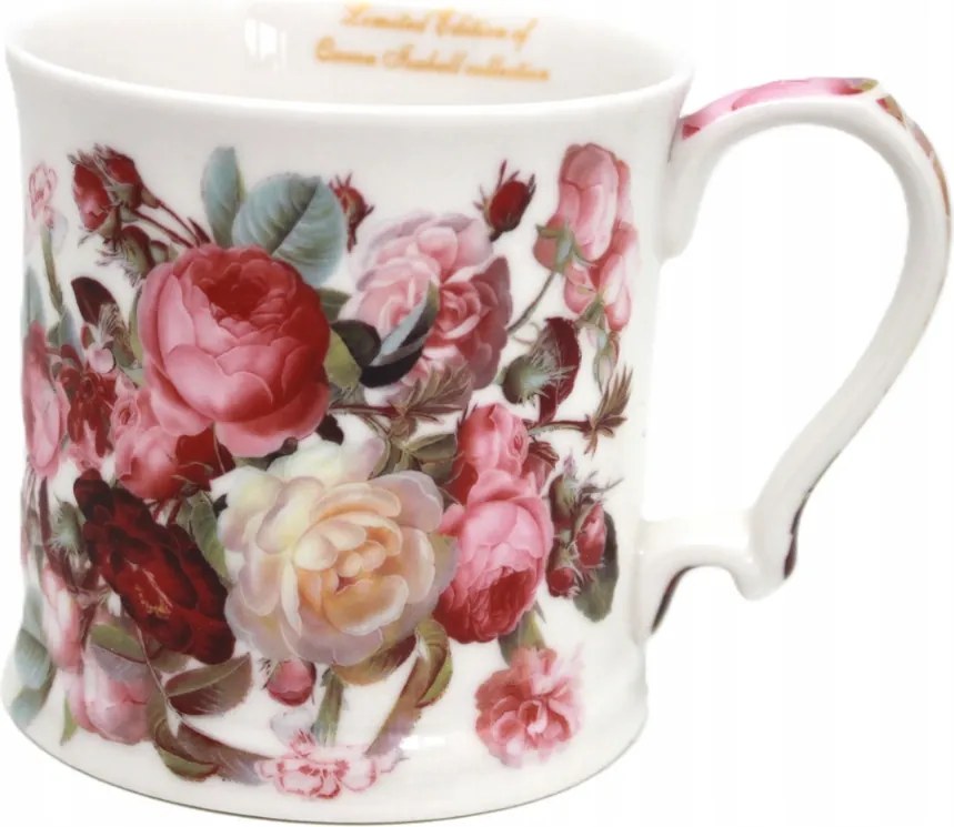 Porcelán bögre 300ml elegáns virág motívum rózsa színes Queen Isabell