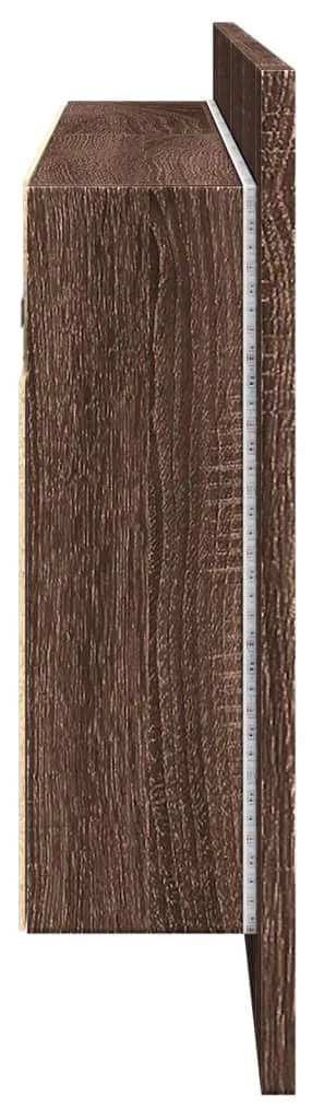 barna tölgyszínű LED-es tükrös fürdőszobaszekrény 100x12x45cm