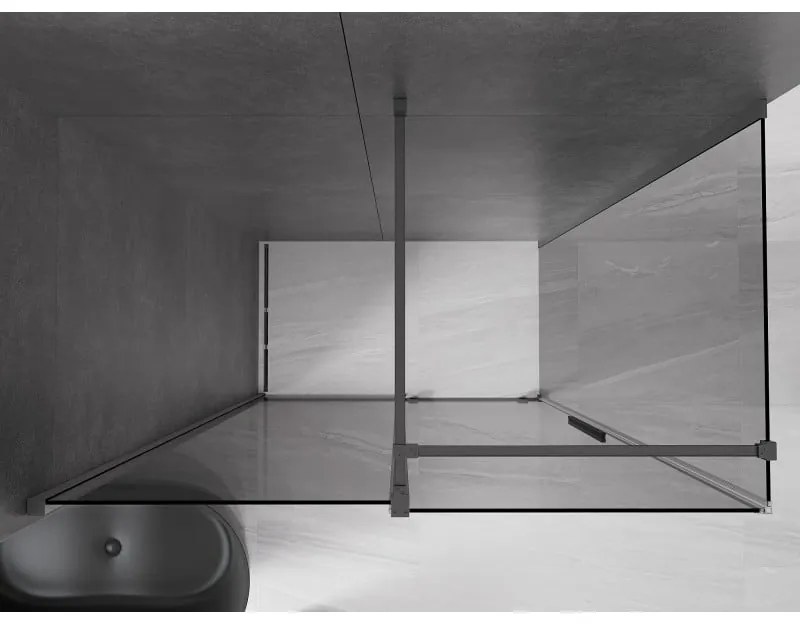 Mexen Velar, tolóajtós zuhanykabin 160 x 85 cm, 8mm szürke üveg, polírozott grafit, 871-160-085-41-66