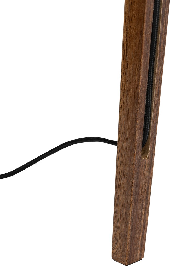 Modern állólámpa diófa színű, bézs buklé árnyékolóval, 50 cm - Tripod Classic