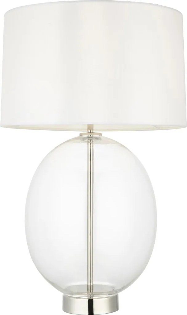 Endon glamour modern asztali lámpa kelda oval fehér nikkel átlátszó end102675