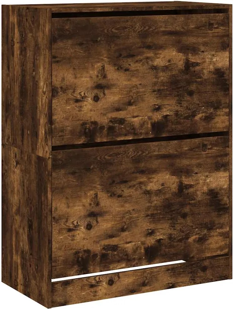 vidaXL füstös tölgy cipőszekrény 2 kihajtható fiókkal 80x42x108 cm