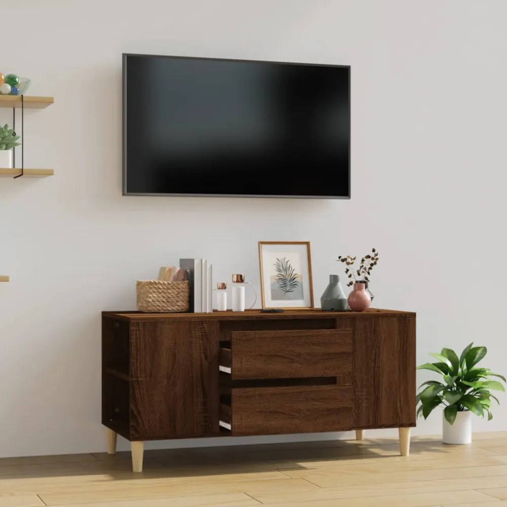 barna tölgy színű szerelt fa TV-szekrény 102x44,5x50 cm