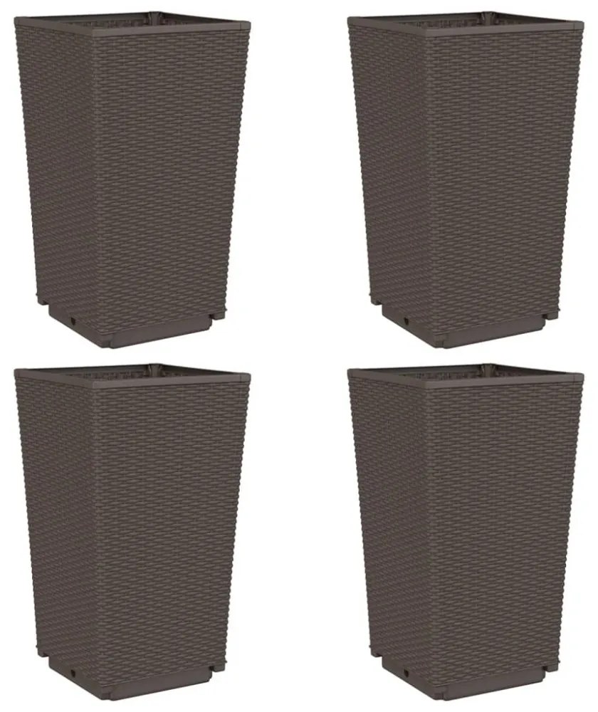 4 db barna polipropilén kerti ültetőláda 32,5 x 32,5 x 57 cm