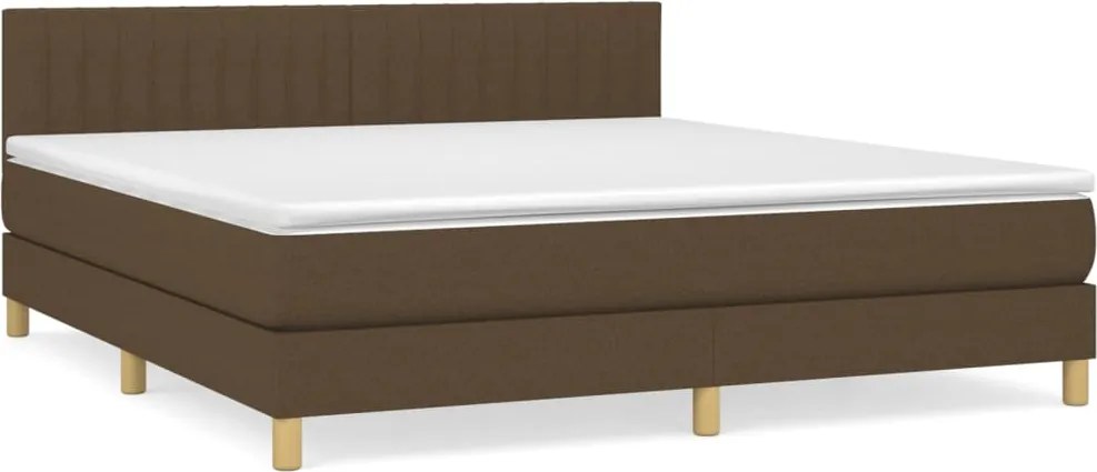 vidaXL sötétbarna szövet rugós ágy matraccal 160 x 200 cm