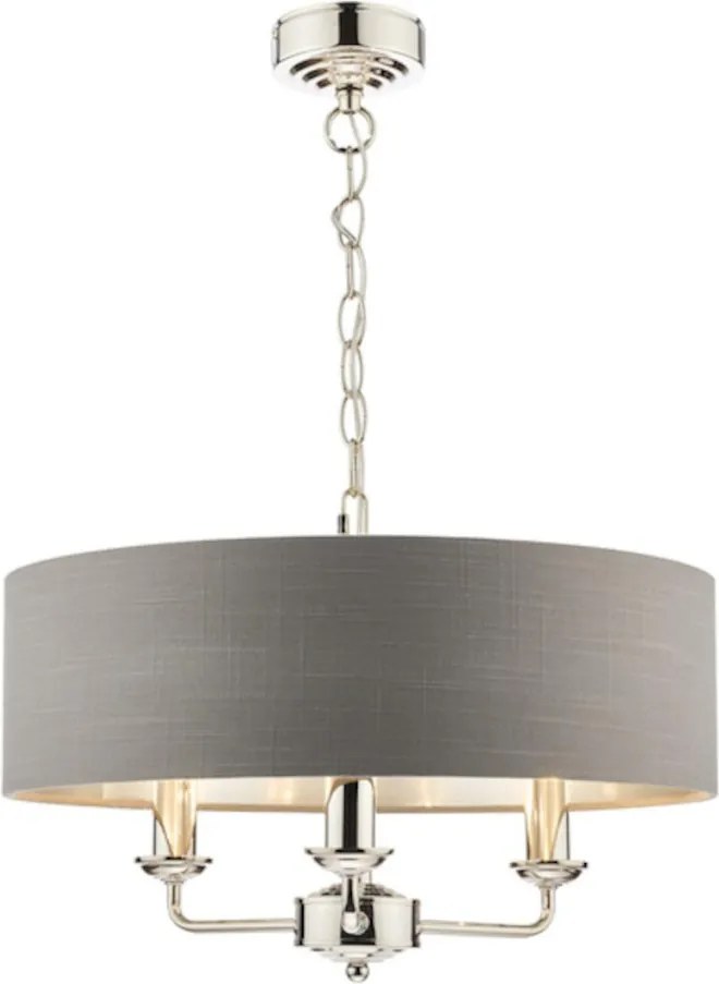 LAURA ASHLEY 3688867-Q SORRENTO Ernyős Függesztett Lámpa Polírozott Nikkel, Szürke E14 IP20