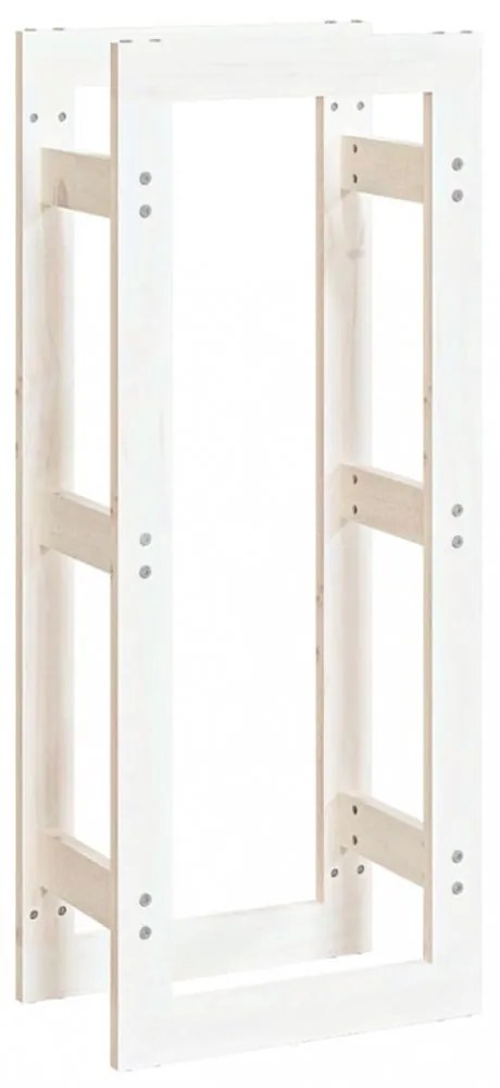 vidaXL tömör fenyőfa tűzifatartó állvány fehér 41x25x100 cm