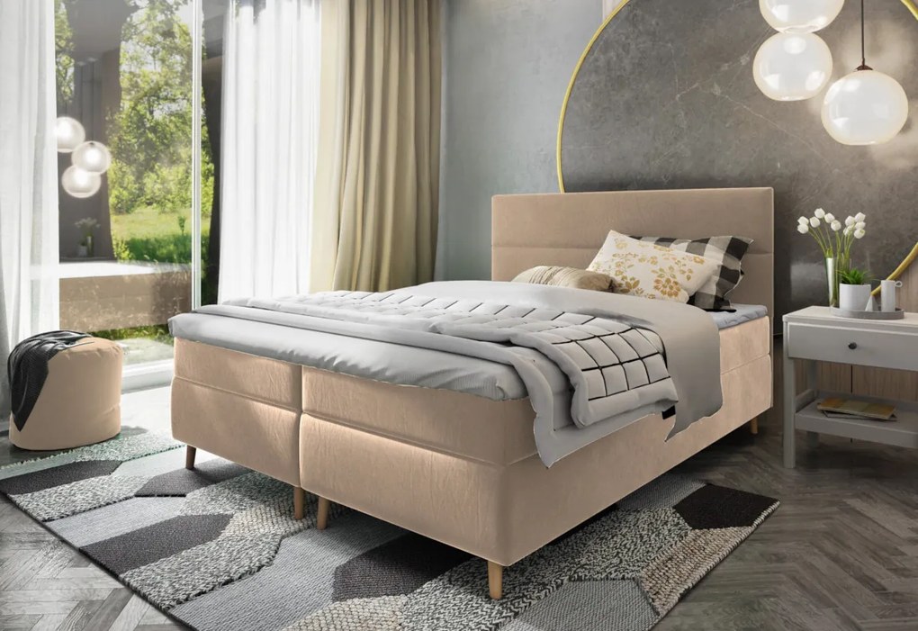 LANTA kárpitozott boxspring ágy, 160x200,  kronos 07