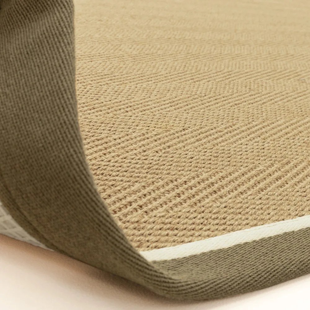 Khaki-natúr színű kétoldalas-kézi szövésű juta szőnyeg 160x230 cm Bordo Herringbone Khaki – Asiatic Carpets
