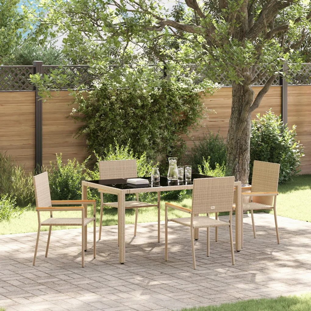 Kert étkező szett 5 pcs Bézs 150 x 90 x 75 cm polirattan