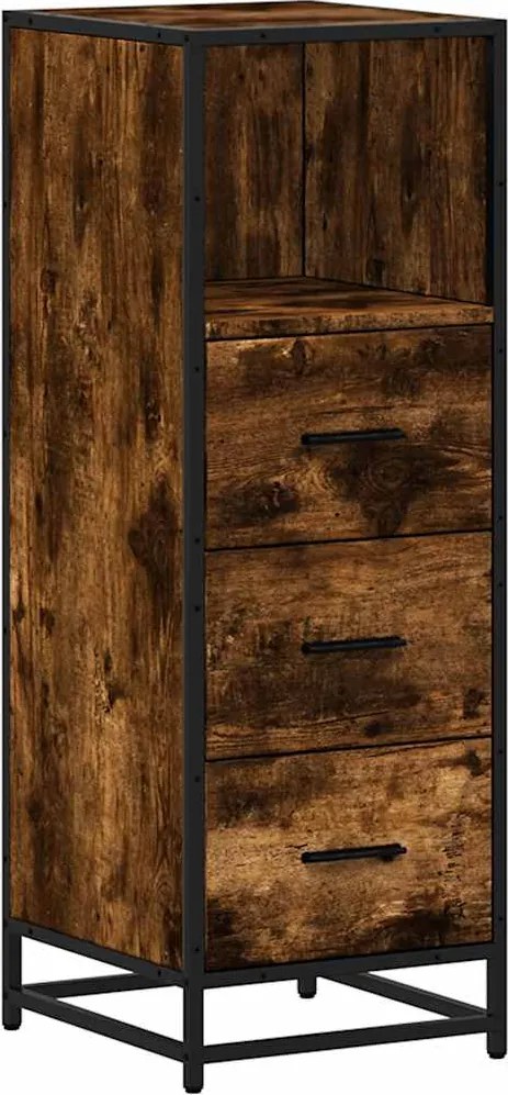 vidaXL füstös tölgy színű szerelt fa fürdőszobaszekrény 35x37,5x100 cm