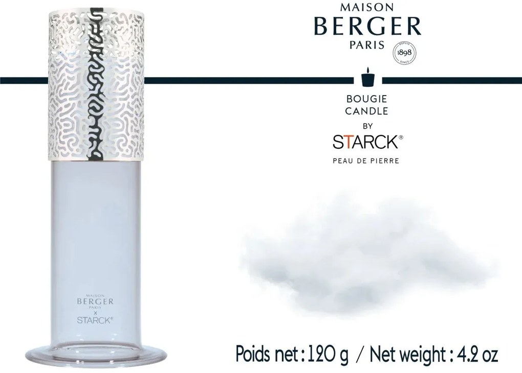 Starck gyertyatartó + Peau de Pierre gyertya/Stone face 120g szürke - Maison Berger Paris