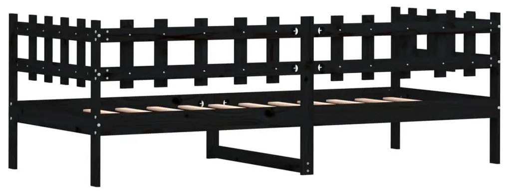 fekete tömör fenyőfa kanapéágy 80 x 200 cm