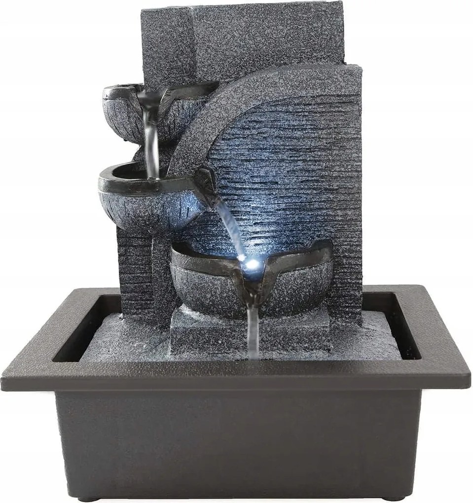 Asztali szökőkút vízeséssel, relaxáció, led , lakberendezés