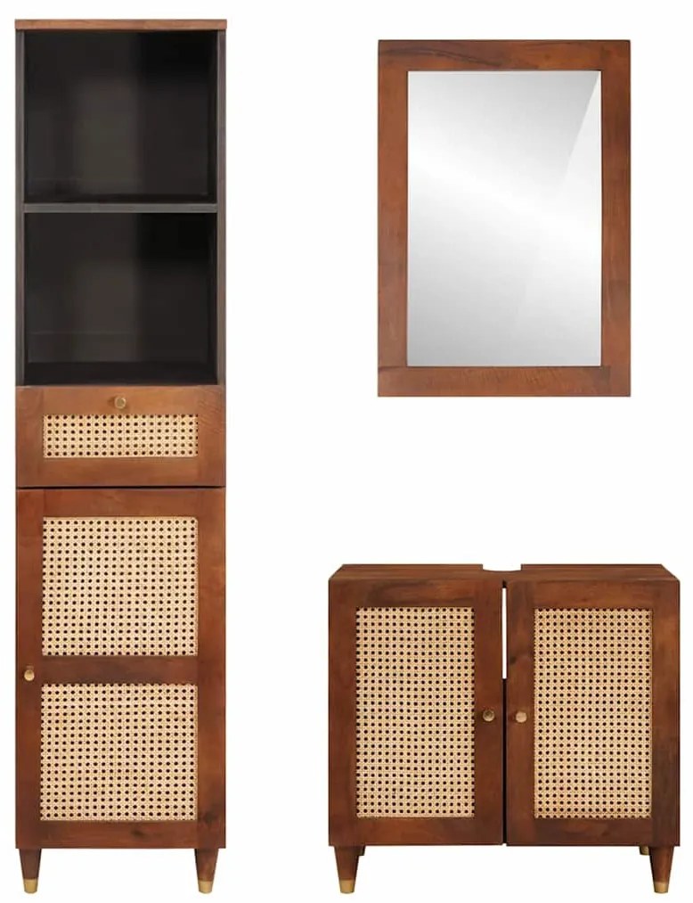 Fürdőszobai bútorok fiókkal 3 pcs 38 x 33 x 160 cm Tömör Mangófát