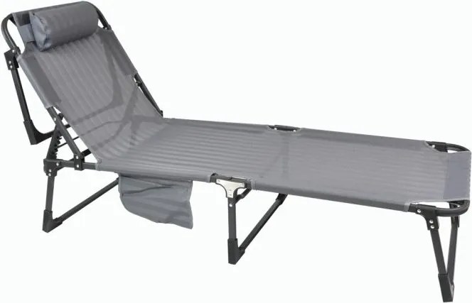 Összecsukható nyugágy párnával 189 x 63 x 34 cm szürke