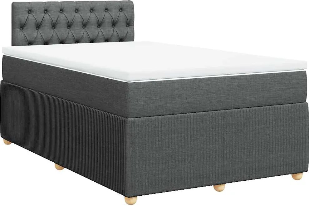 vidaXL sötétszürke szövet rugós ágy matraccal 120 x 200 cm