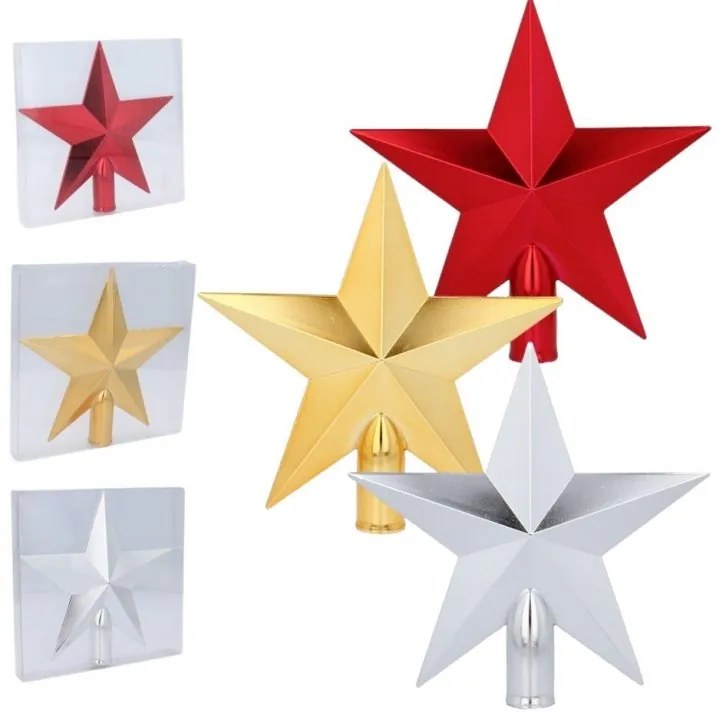 Karácsonyfa csúcsdísz - 20 cm csillag alakú RED