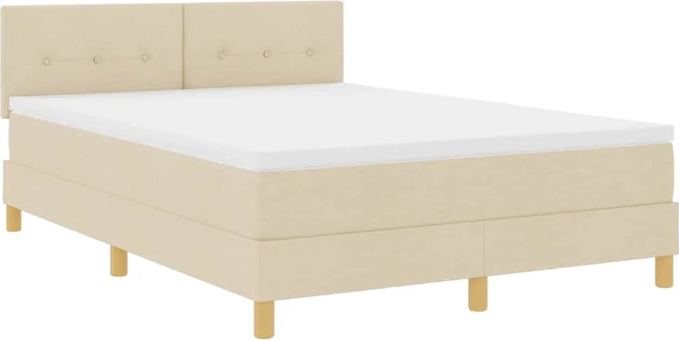 vidaXL LED Box Spring Ágy matracmal leddel Krém 140 x 190 cm szövet