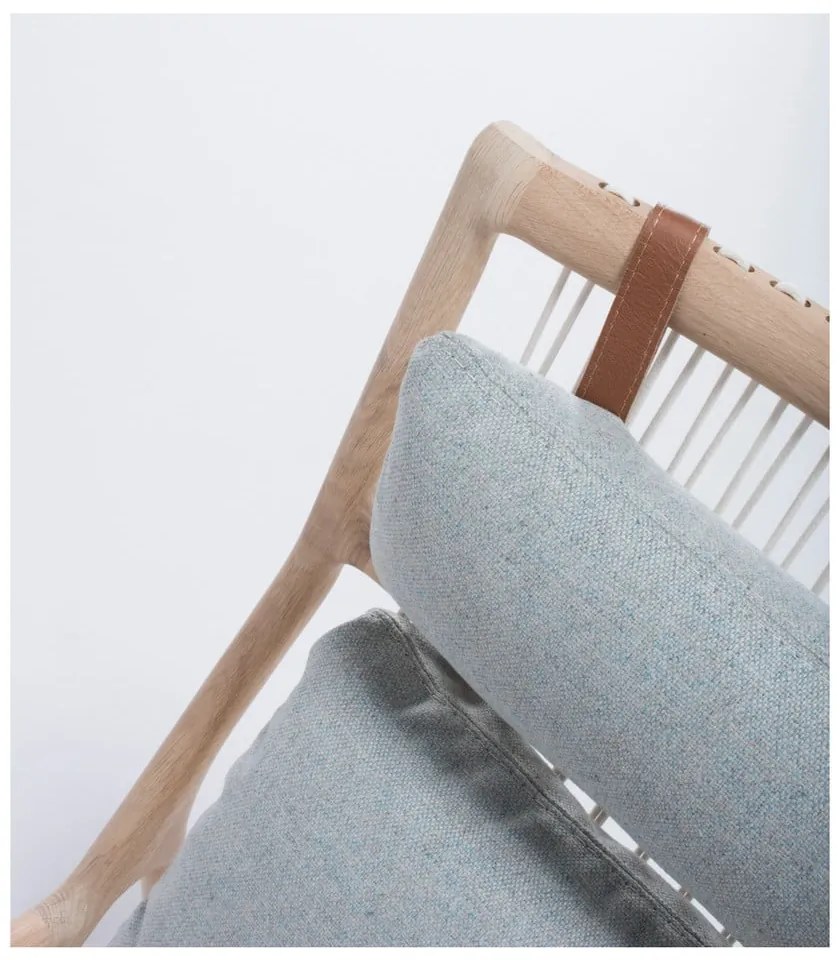 Dedo tölgyfa fotel kékesszürke szövet ülőrésszel - Gazzda
