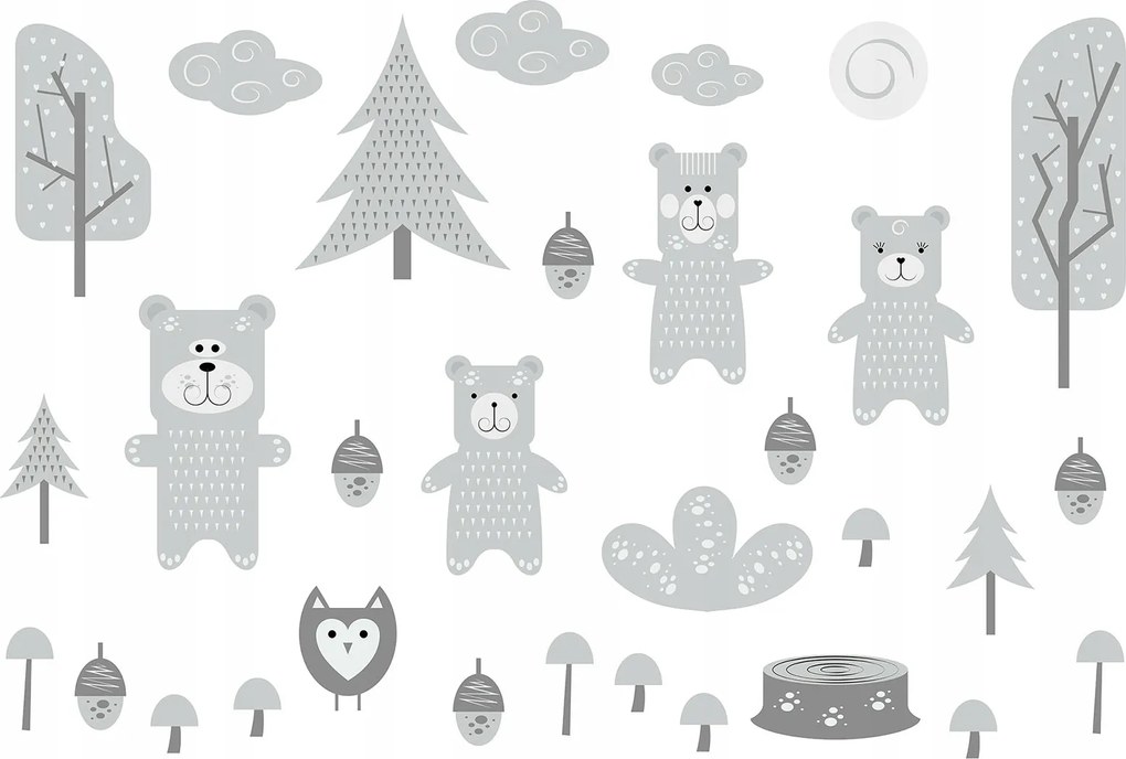 Flizelin fotótapéta Mackó család és erdei tisztás 368x280 +ragasztó