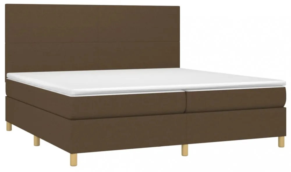 barna szövet rugós és LED-es ágy matraccal 200x200 cm