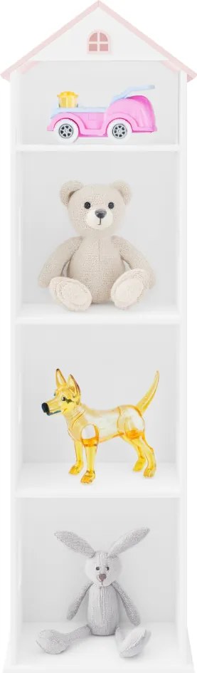 Gyerek könyvespolc, fehér/rózsaszín, MAISON TYP 2