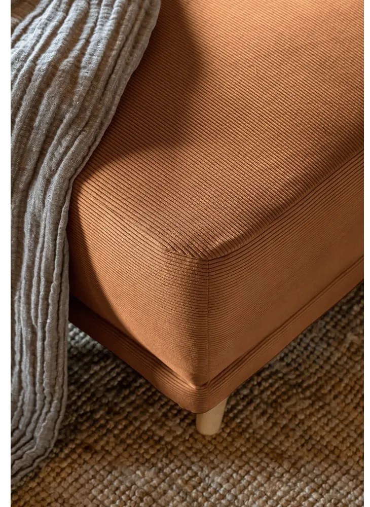 Téglavörös kordbársony kinyitható sarokkanapé (bal oldali-U alakú) Lazy Lukka – Miuform