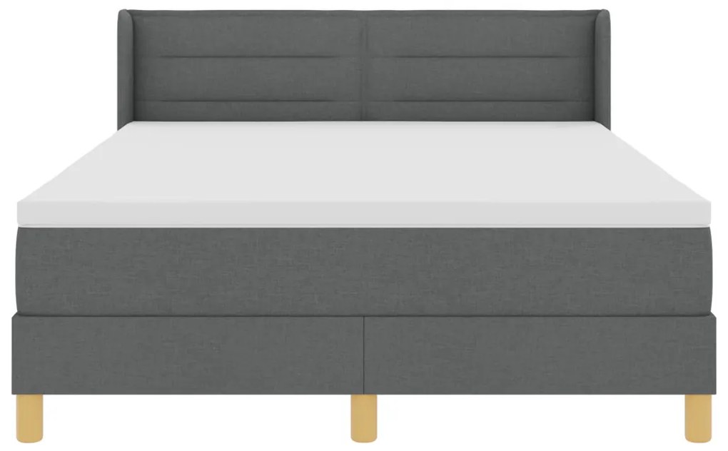Boxspring ágy matrac nélkül, sötétszürke – 140 x 190 cm, textil