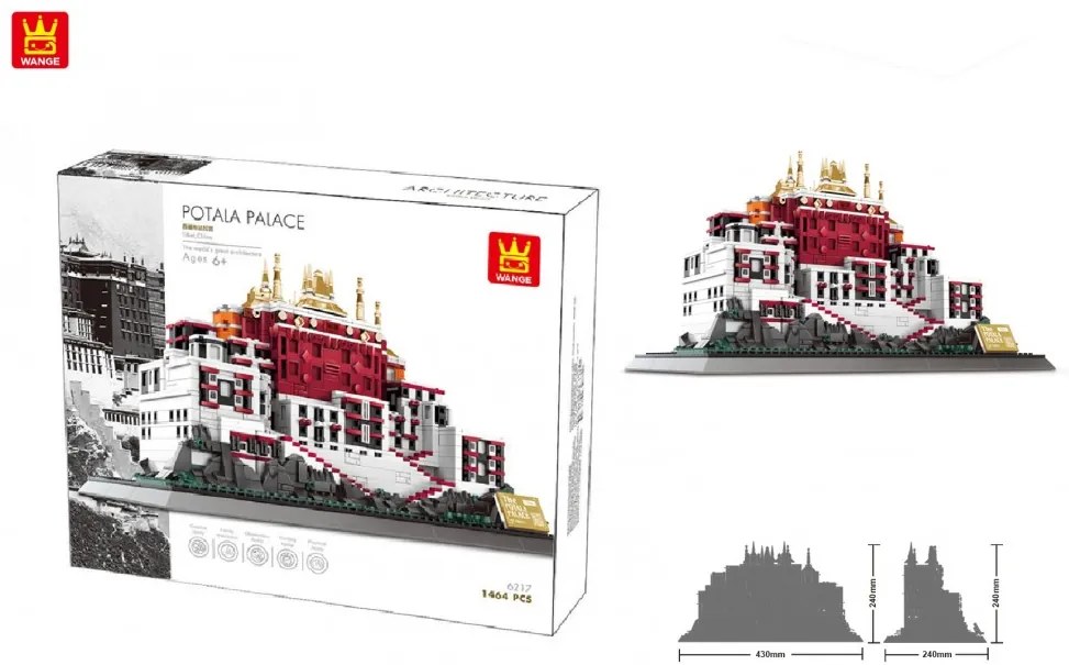 WANGE® 6217 | lego-kompatibilis építőjáték | 1464 db építőkocka | Tibeti Potala palota – Kína