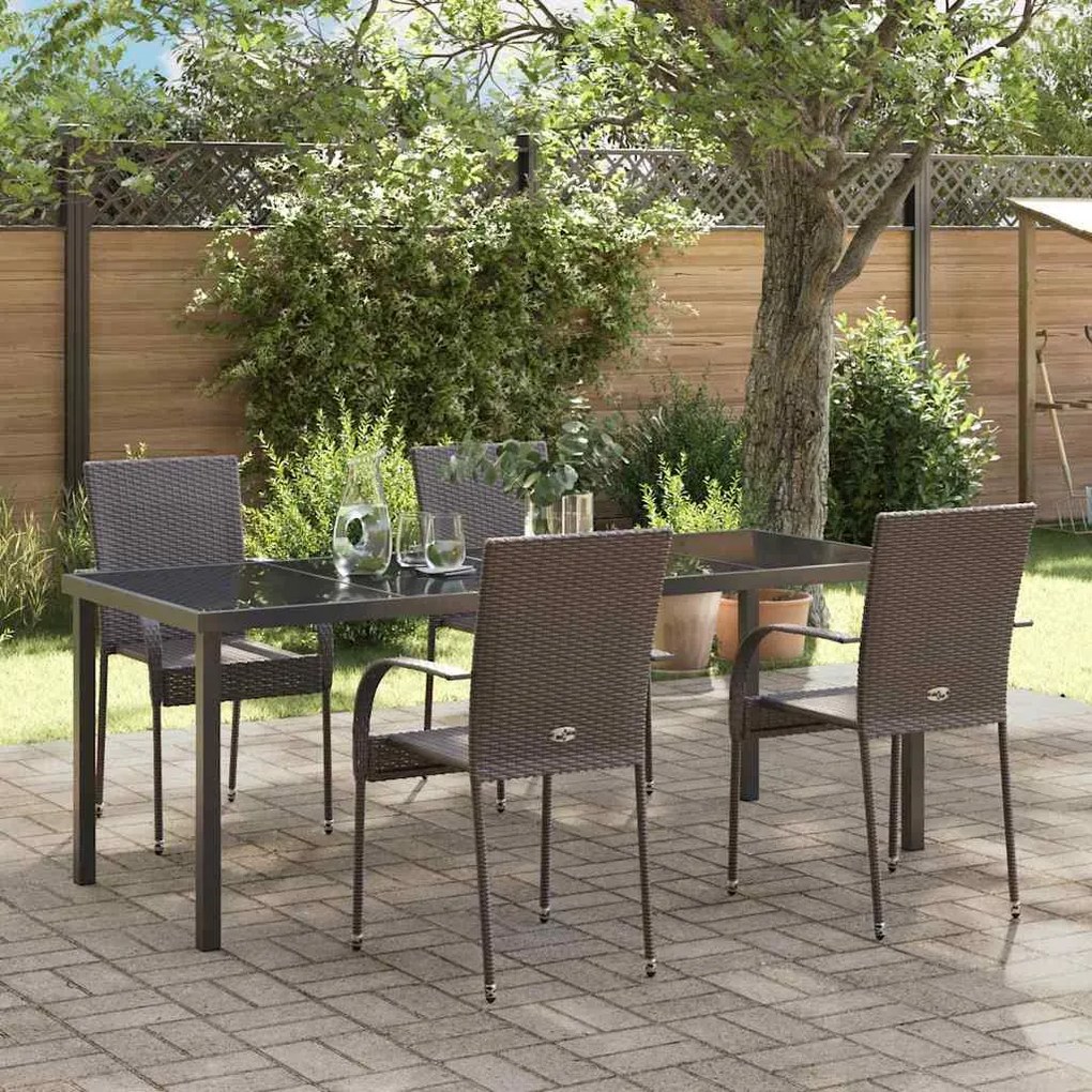vidaXL Kert étkező szett 5 pcs Barna Porszórt acél