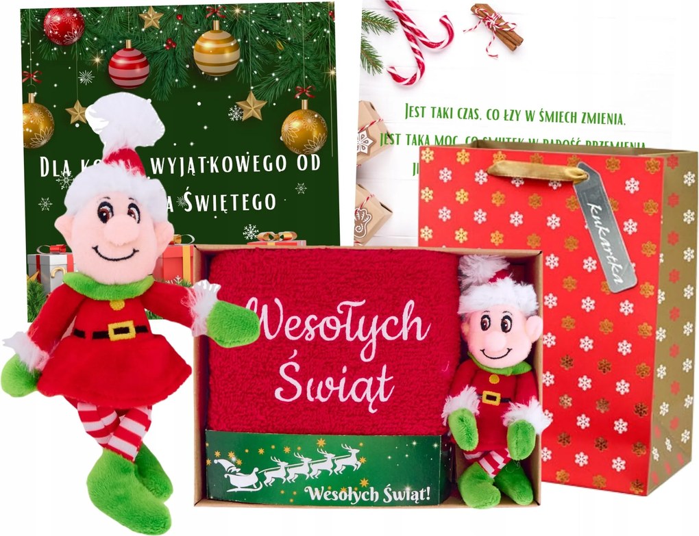 Karácsonyi Ajándék Fiúnak Lánynak Ünnepi Szett Törölköző Elf