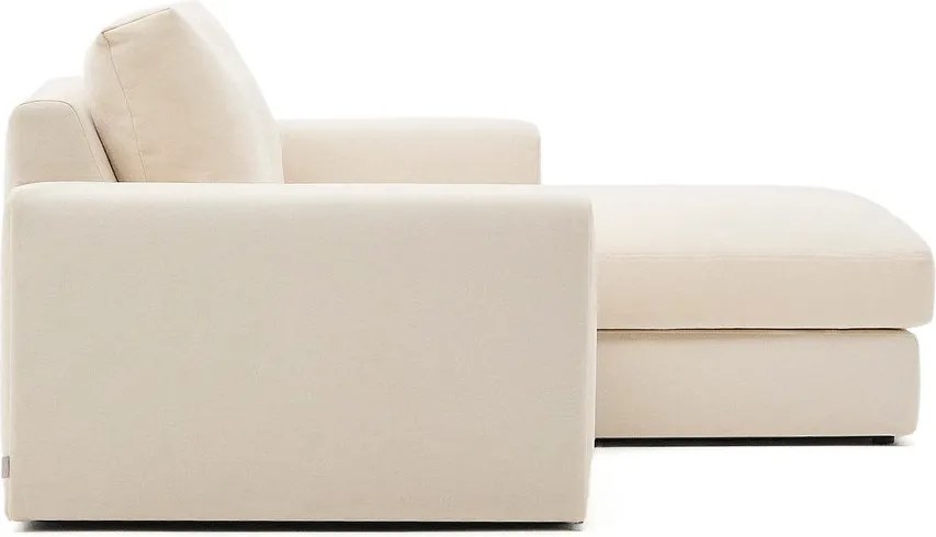 Bézs zsenília sarokkanapé (jobb oldali-heverő résszel) Alea – Kave Home