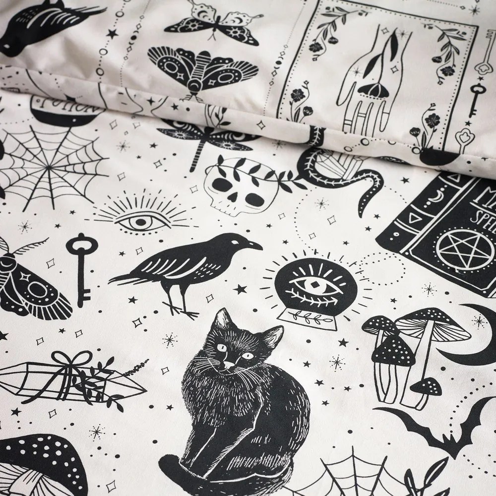 Fekete-bézs kétszemélyes ágyneműhuzat 200x200 cm Enchanted Witchcraft – Catherine Lansfield
