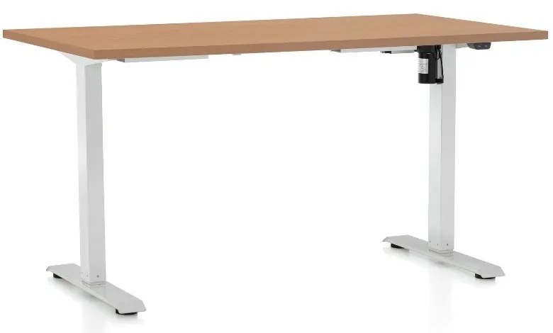 Állítható magasságú asztal OfficeTech A, 120 x 80 cm, fehér alap, bükkfa
