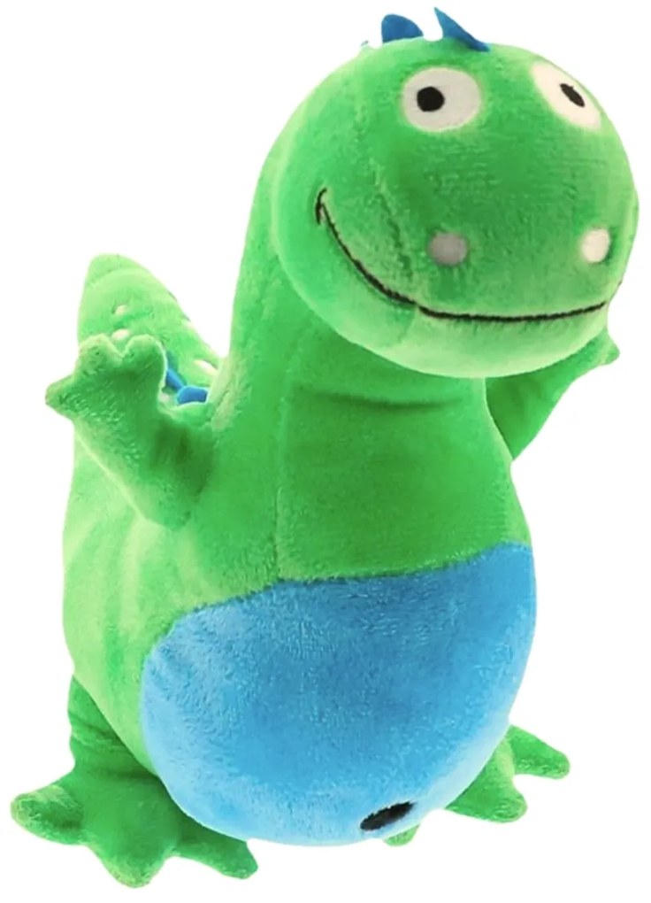 ALOSO zöld plüss dinoszaurusz kék fésűvel