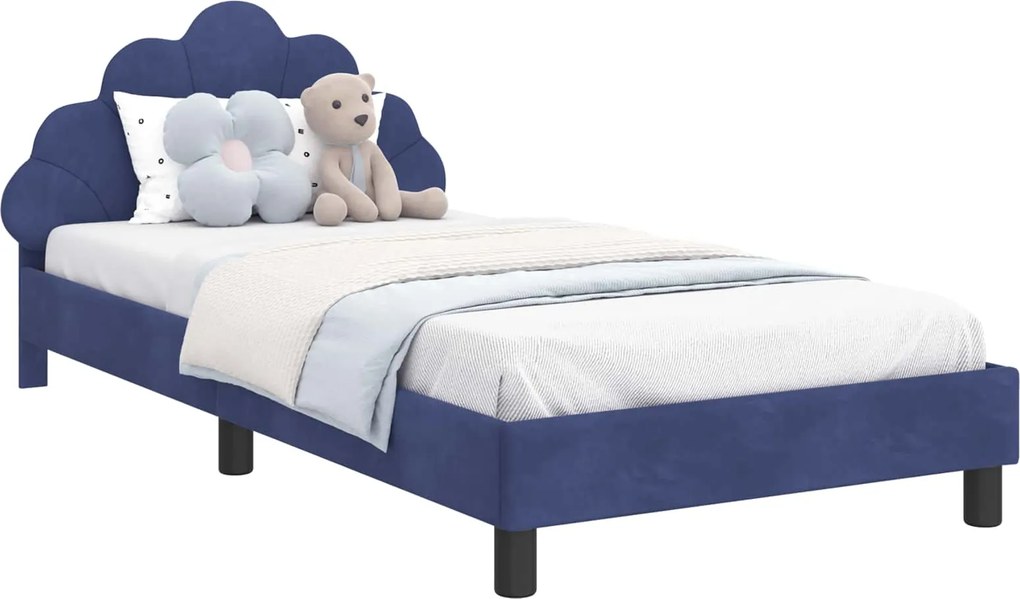 vidaXL Gyerekágy kerettel Rendőrségi kék 80 x 200 cm Bársony