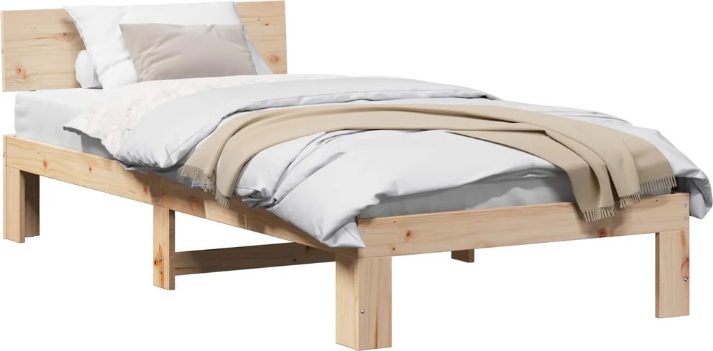 vidaXL Ágykeret fejtámlával Természetes 75 x 190 cm Tömör fenyőfa