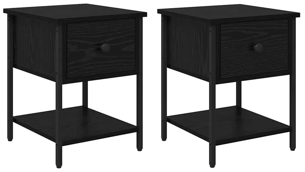Éjjeli asztal 2 pcs Musta tammi 34 x 35,5 x 45 cm Faanyag