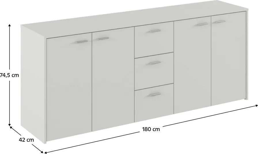 Kombinált komód, fehér, HUGOS 180