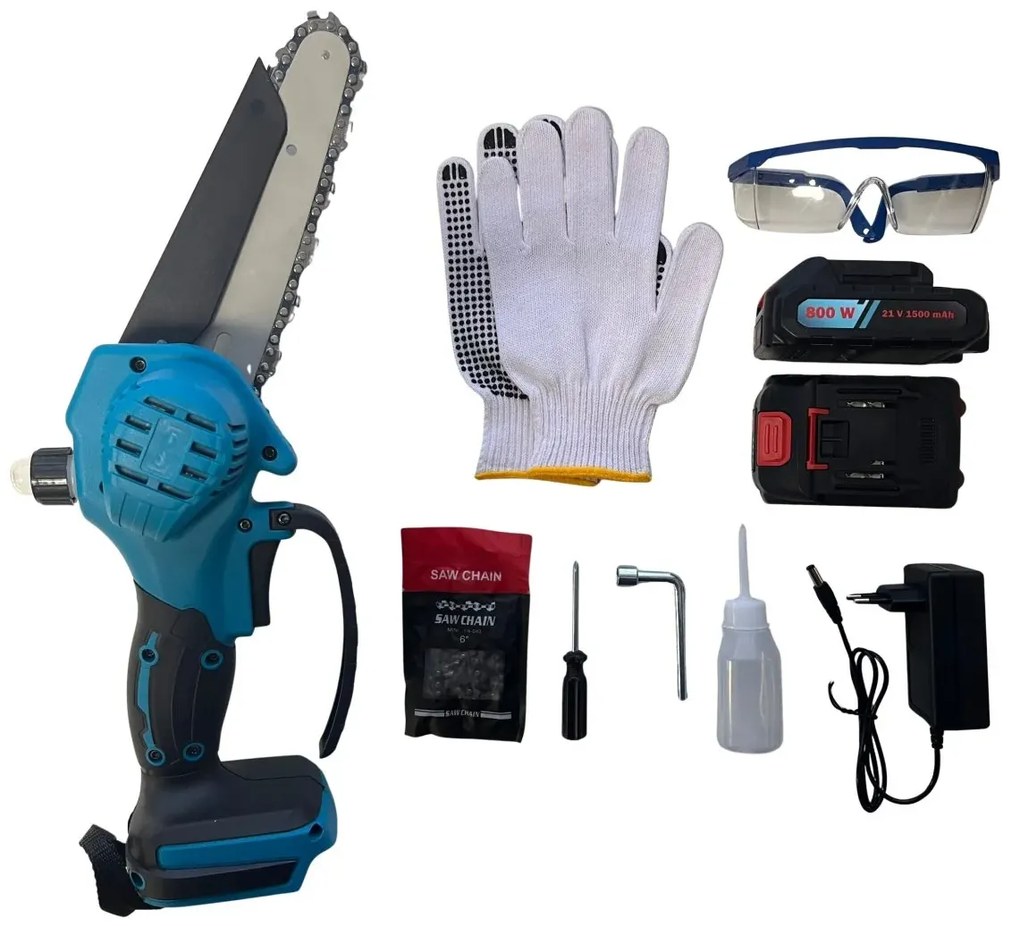 Gordon Akkumulátoros kézi mini fűrész GORDON G1098 + 2x lánc + 2x akku 21v 1500mAh