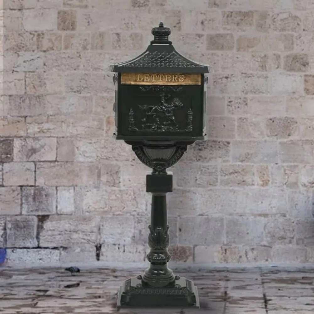 vidaXL zöld, vintage stílusú, rozsdamentes alumínium álló postaláda